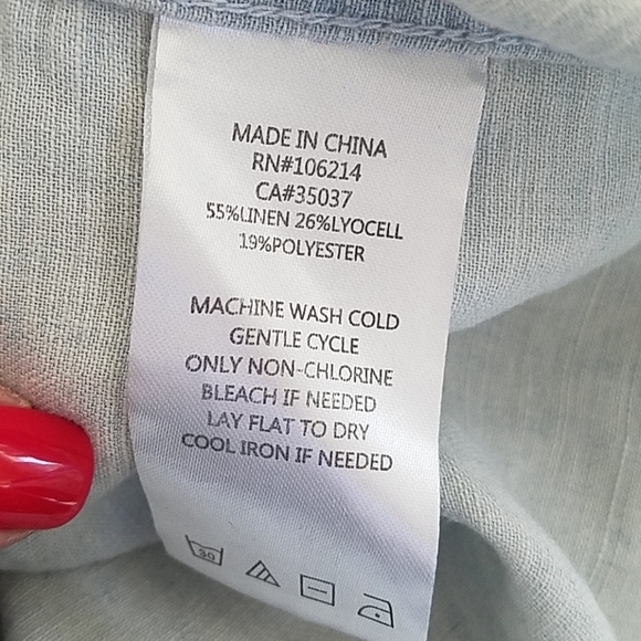 Joe's Jeans Linen button down w/open sleeves sz SM - Picture 7 of 8